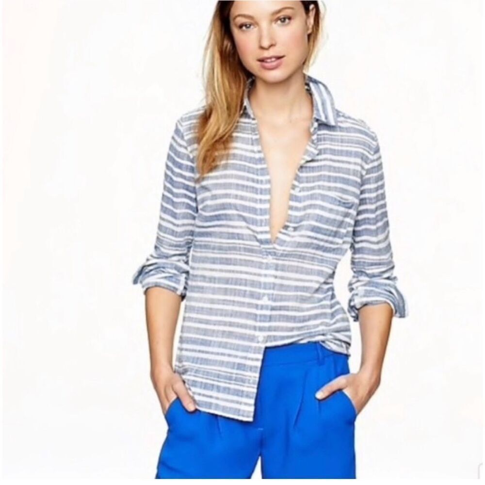 J.Crew striped gauze boy perfect fit blouse